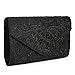 Baglamor Women's Elegant Floral Lace Envelope Clutch Evening Prom Handbag Purse(Black)