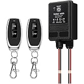 WOODGUILIN Wireless Relay Switch 12V Remote Control Switch DC12V-72V 30A | 328FT Long Range Remote Control for Anti Theft Alarms Roller Blind Door Ceiling Lights Gate Barriers (12V 100M)