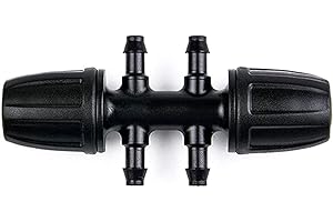 La Farah Drip Irrigation Fittings, (.520" ID x .650" OD) 1/2" to 1/4" Irrigation Parts Barbed Reducer Tee,Lock Reduced 6 Way T Connectors - 10 Pack