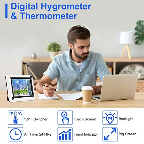 Wireless Indoor Outdoor Thermometer Hygrometer, Color Display Digital