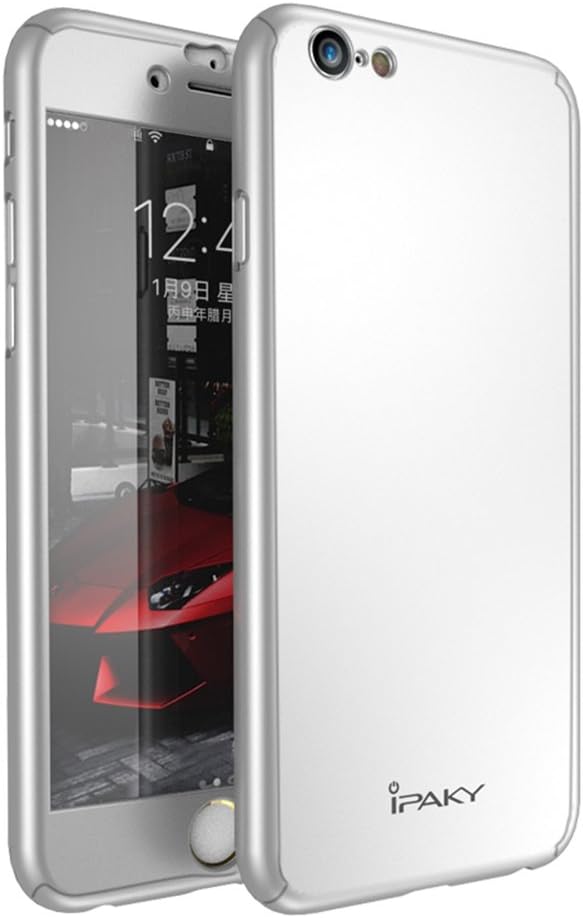 iPhone 6s Plus Case,iPhone 6 Plus Case,Rebex & IPAKY Ultra Thin All-round Protective Cover Matte Finish Dual Layer Hard Case with Tempered Glass Screen Protector for iPhone 6S/6 Plus 5.5"[Silver]