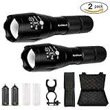 LED Tactical Flashlight Bundle - EliteMax 2 Super Bright Flashlights, High Power Lumens, Adjustable Zoom, 5 Brightness Modes with Strobe, Battery Holders, Bike Mount Holder, Belt Holster