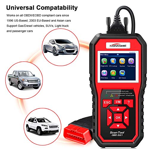 KSRplayer OBDII Auto Diagnostic Code Scanner KW850 Universal Vehicle Engine System Scanner OBD2 EOBD Scanners Tool Check Engine Light Code Reader for All OBD II Cars Since 1996【2018 Upgraded Version】 - Thumbnail 2