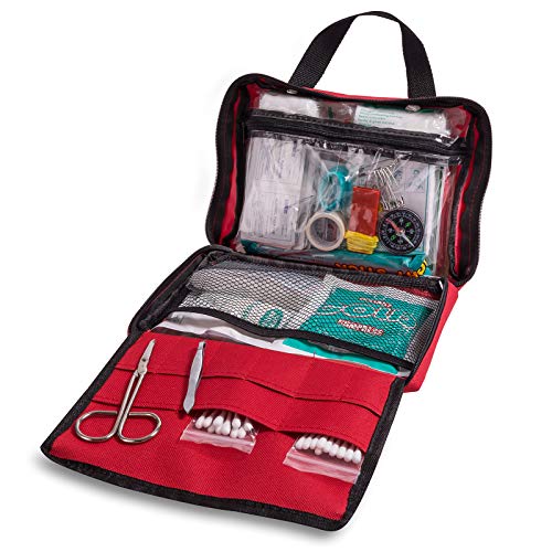 Protect Life First Aid Kit for Car, Home, Traveling, Camping, Office or Sports | 200 Pieces Bag Equipped with Medical Supplies for Emergency and Survival