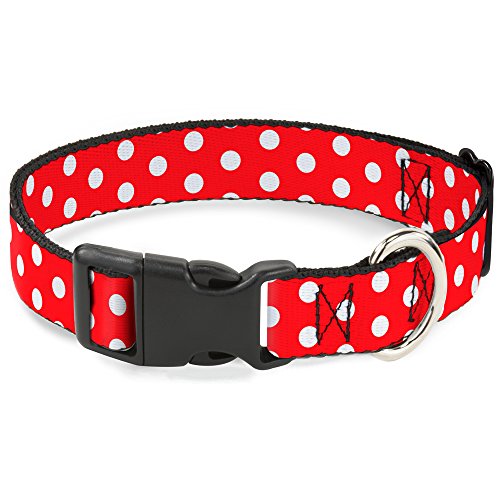 Buckle Down Breakaway Cat Collar - Minnie Mouse Polka Dots Red/White - 1/2