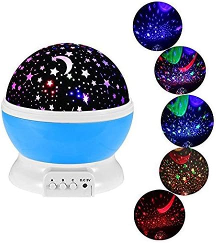 one nuo Star Night Light, Color Change Romantic 360 Degree LED Rotation Star Sky Projection Night Light Toy Table Lamp For Children Adult Bedroom (blue)