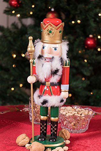 Clever Creations Red King 14 Inch Traditional Wooden Nutcracker, Festive Christmas Décor for Shelves and Tables