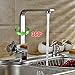 ROVATE Kitchen Sink Faucet Brass Single Handle Single Hole Hot/Cold Mixe Kitchen Basin Faucet,Chrome