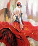 JonathanOutletStore Flamenco Dancer Spanish High Quality Oil painting On Canvas Home Wall Decor Frameless print 16x20 inch
