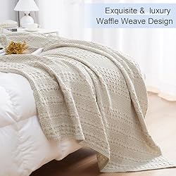 PHF 100% Cotton Waffle Weave Throw Blanket