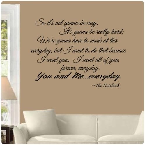 ValueVinylArt The Notebook- You and Me Everyday- Romantic Wall Decal- Black (30" x 22")