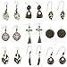 Coolcoco Fashion Metal Vintage Earrings Set with Dangle Pendant for Women Lady Girls Prime (9 pieces/set)