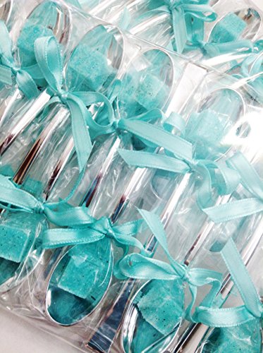 Teal Plain Sugar Cubes on Silver Spoons (20) Wedding Party Favors Gourmet Beverage Sweetener Tea Party Favors "Fuzzy Ducks" (Plain)