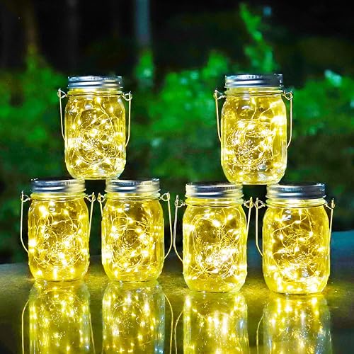 HOYIBO Solar Lanterns for Garden – 6 Pieces 30 LED Waterproof Illumination IP65 Outdoor Solar Lamps for Decorative Christmas Room Party Terrace Garden Weddings Home Trees