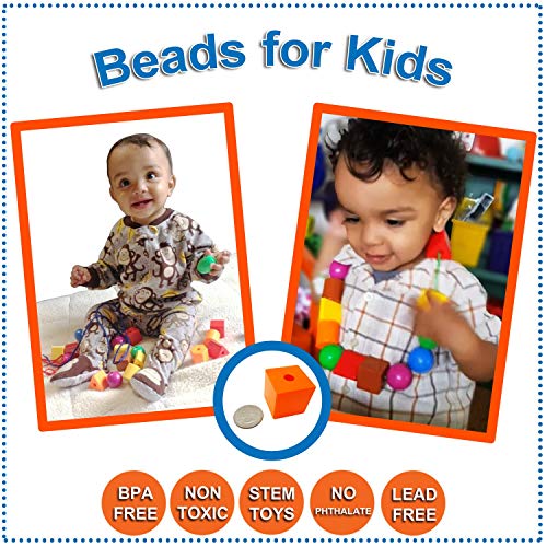 Skoolzy Lacing Beads for Kids Toddler Toy JUMBO Primary Lacing Toys