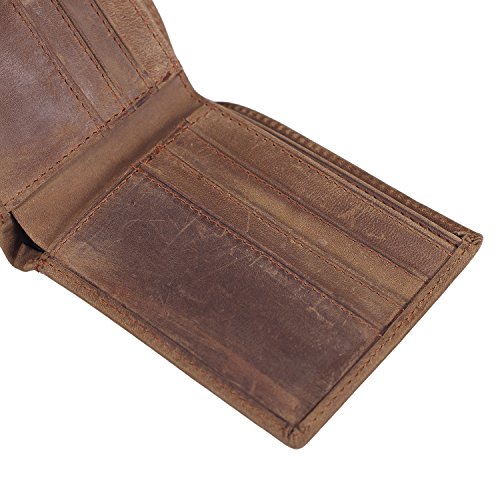 Polare Men's RFID Blocking Vintage Italian Genuine Leather Slim Bifold Wallet Handmade