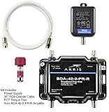 Arris 2-Port Cable, Modem, TV, OTA, HDTV Amplifier Splitter Signal Booster with Passive Return And Coax Cable Kit