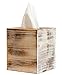 Redwood & Sage Tissue Box Cover Rustic Facial Tissues Cube Holder Square Wood with Slide Out Bottom Panel