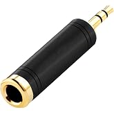 Tisino 1/4" Female to 1/8" Male Stereo Headphone Adapter, Black, 1 Pack | 1/4" to 3.5mm Audio Jack Adapter Aux Converter for Amp/Mixer/Keyboard, Gold-Plated TRS Mini Jack Stereo Plug