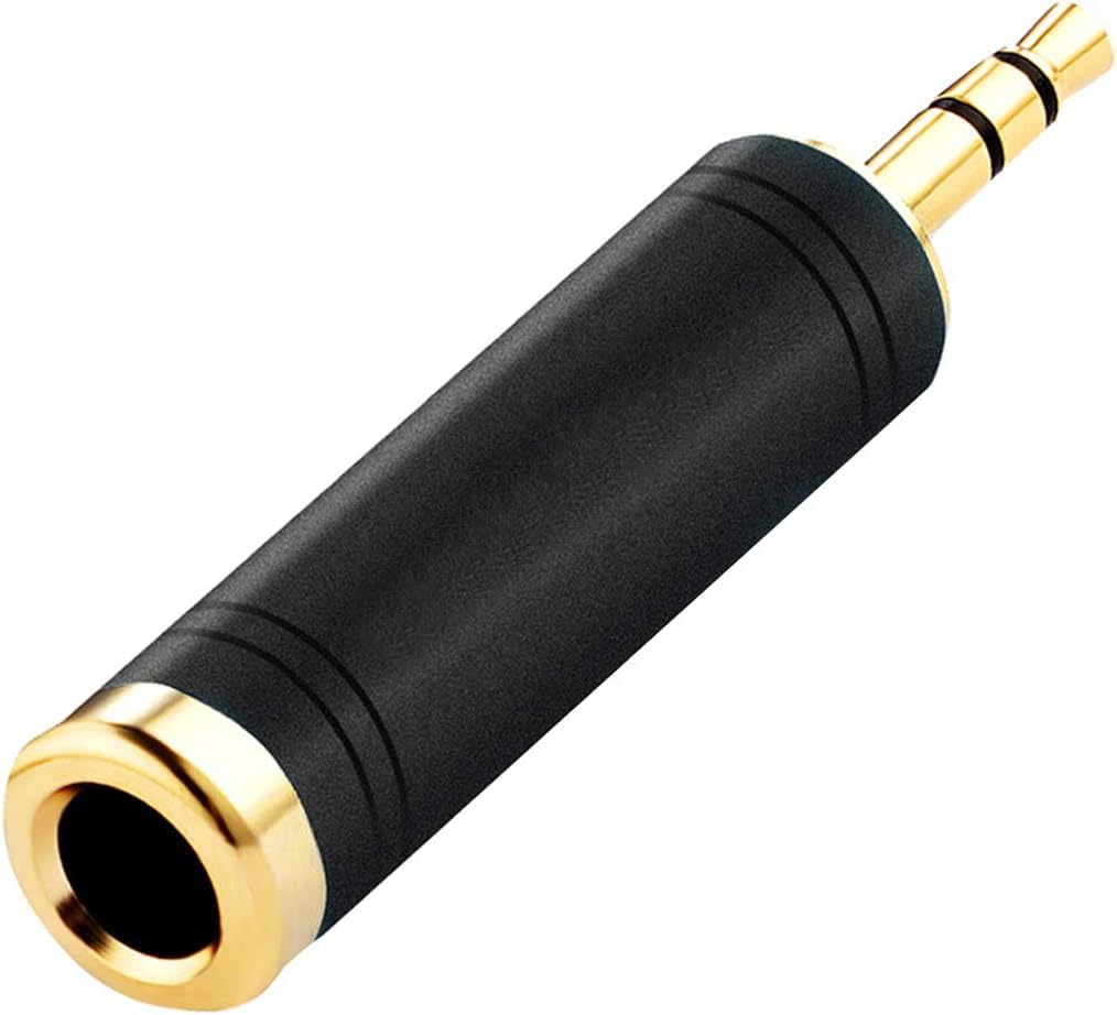 Tisino HAD-101 1/4 to 3.5mm Stereo Adapter, 1/4 inch Female to 1/8 inch Male Mini Jack Aux Converter Headphone Adapter - Black, 1PCS