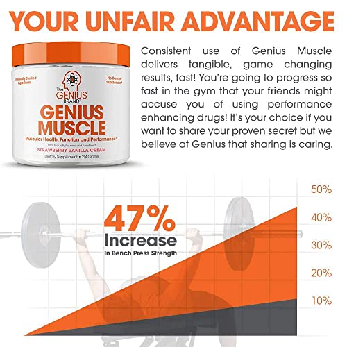 Genius Muscle Builder & Mass Gainer Supplement, Strawberry Vanilla