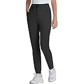 Yoga Scrub Pants for Women Jogger Style, High Rise Slim Fit Scrub Leggings with 5 Pockets, Anti-Wrinkle & Knit Yoga Waistband