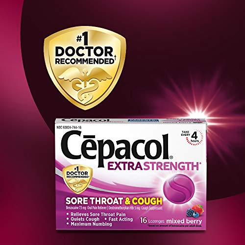 Cepacol Extra Strength Sore Throat & Cough Drop Lozenges, Mixed Berry