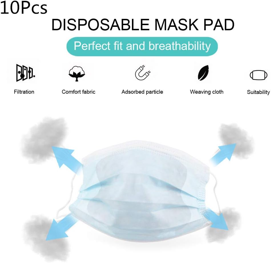 50Pcs Disposable 3-Layer Masks Gasket, Anti Dust Breathable Disposable Earloop Mouth Face Mask, Comfortable Sanitary Surgical Mask (10Pcs)
