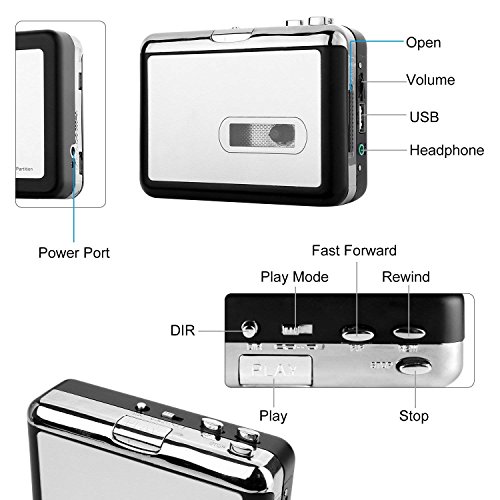 GEEKLIN Cassette Player Tape to MP3 Converter Retro Walkman Auto Reverse Portable Audio Tape Player with Earphones, No Need Computer