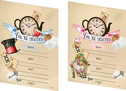 Alice in Wonderland 8 party invitations.