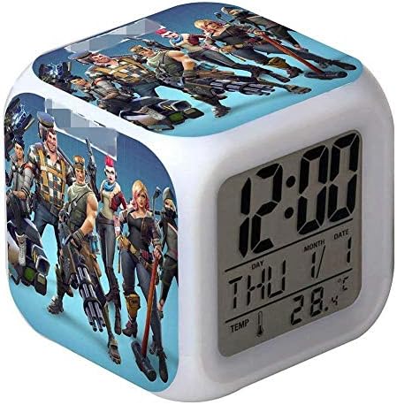 Yeitur Smart 7 Colors LED Changing Digital Alarm Clock with Touch Light Desk Thermometer Night Glowing Cube LCD Clock, Home Decor Best Gift for Children Birthday, Christmas or Festivals (002)