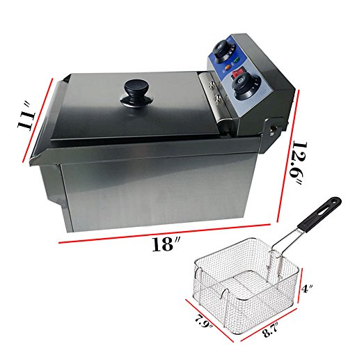 ZXMOTO 10L Commercial Deep Fryer with Basket Strainer Perfect for Chicken, Shrimp, French Fries Timer and Drain Stainless Steel 110V - Thumbnail 2