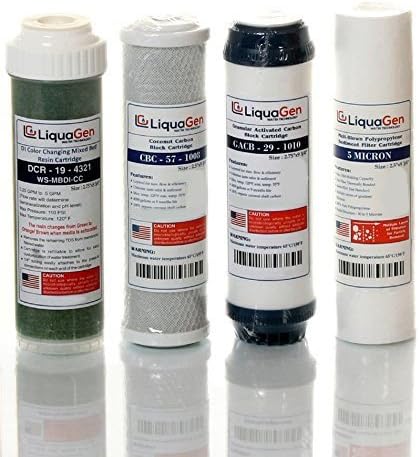 Yearly Replacement Kit for 5 Stage - Aquarium Reef /Reverse Osmosis Water Filter System (Sediment,Carbon,GAC, DI) | LiquaGen Water …