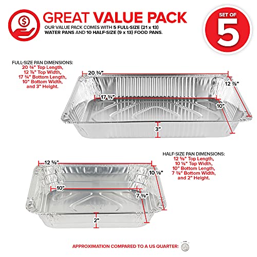 Chafing Dish Buffet Set Disposable 21 x 13 (5 Pack) 9 x 13 (10 Pack) Aluminum Serving Trays