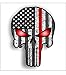 Vinyl Junkie Graphics red line Punisher with subduded American Flag and Glowing Eyes Sticker/Decal
