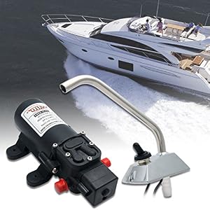 Hugeauto Pompe à Eau électrique Haute Pression Avec Robinet Rotatif à 360°, Auto-amorçant, 12 V, Pour Bateau, Caravane, Camping-car