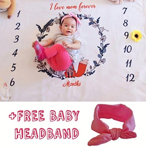 Baby Milestone Blanket Photograpy Background Prop with FREE Headband | Baby Photography Backdrop | Soft Quality Material | Wrinkle Free | Unisex Premium New Design