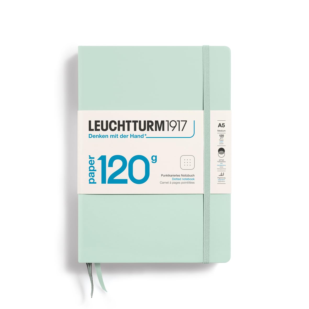 LEUCHTTURM1917 370344 Notebook Medium (A5) 120 g/m² Paper Edition, Hardcover, 203 Numbered Pages, Mint Green, Dotted