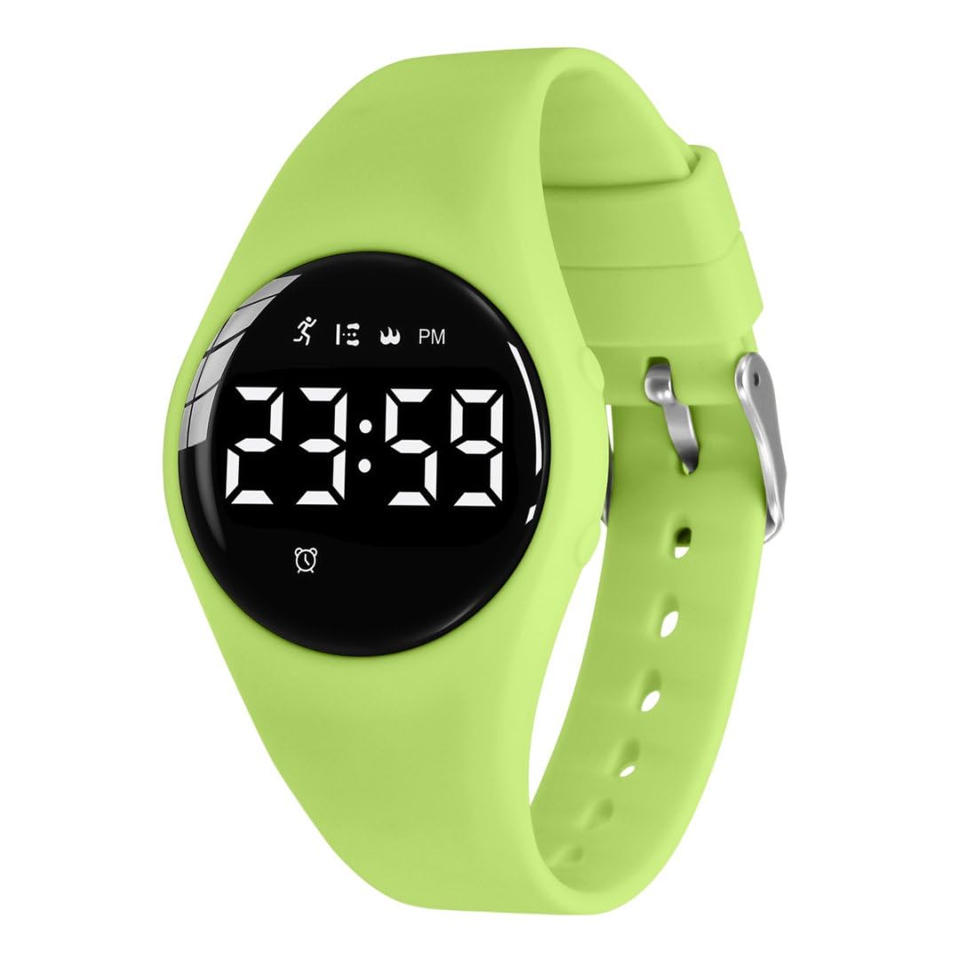 BEN NEVIS Children's Watch, Digital Sports Wrist Watch with Alarm Clock, Calories, Pedometer, Birthday Gift for Boys and Girls 6-15 Years, 17 green / t6f, strap