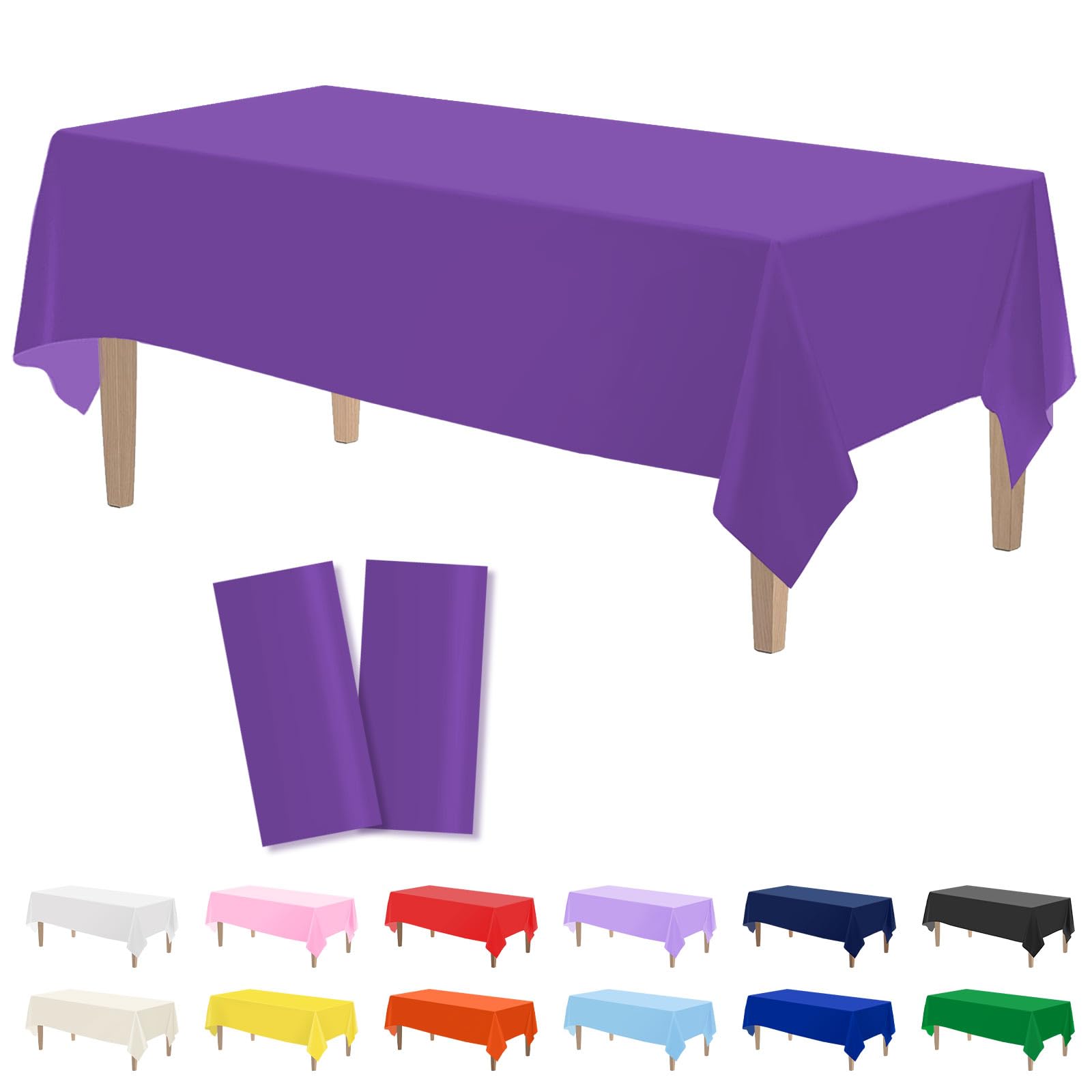 Kopokita 2PCS Purple Plastic Tablecloths 54 x 108