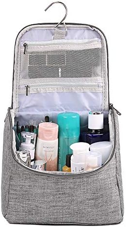 Hanging Toiletry Bag for Men Women Waterproof Cosmetics Makeup and Toiletries Bag for Travel (gray)