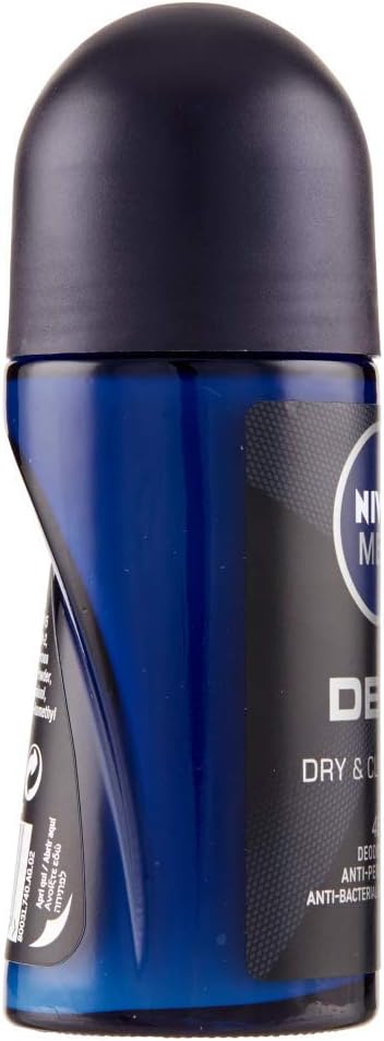 NIVEA MEN DEEP Roll-on deodorant 6 x 50 ml, Men's deodorant with anti-bacterial formula with activated carbon - Image 4