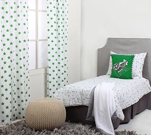 Bacati Soccer Muslin Dec Pillow, Green/Grey