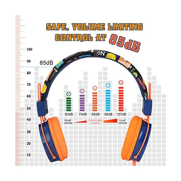 Baseman-Kids-Headphones-with-Microphone-Wired-On-Ear-Headsets-with-Safe-Volume-Limited-85-dB-Foldable-and-Adjustable-Headphones-with-a-35mm-Jack-Cord-for-ChildrenSchoolCellphoneTablet-Orange BASEMAN Kids Headphones with Microphone, Cute Football Design Wired On-Ear Children Headphones with Volume Limit…