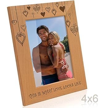 Kate Posh - Rain of Hearts - This is what Love looks like Wooden Picture Frame (4x6 - Vertical)