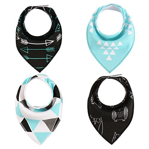 Baby Bandana Drool Bibs Organic with Snaps for Drooling and Teething, Fanbiz 4 Pack Bibs for Toddlers,Baby Bibs Set, Bibs and Burp Cloths,Baby Gift Set for Newborn(003)