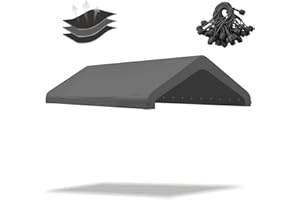 BIRODEKO 10x20FT Carport Replacement Canopy Top Cover, Garage Top Shelter Cover with Ball Bungees,Gray(Frame Not Include)