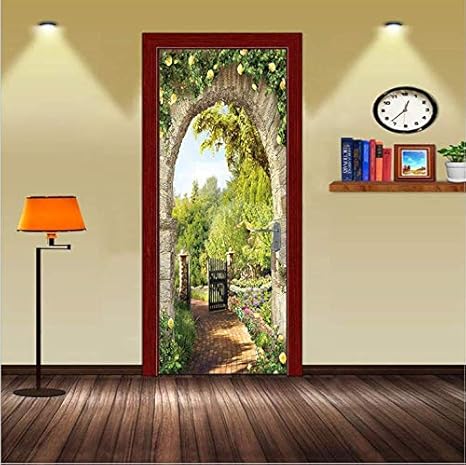 Pegatinas De Pared Pegatinas De Puerta 3d Arco Pequeno Patio