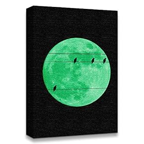 Abstract Green Moon with Pop up Black Pattern...