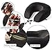 Pete Gear Hub Travel Pillow - Memory Foam Neck Pillow - Airplane Pillow for Car, Bus, Train Travel, Rest - 3 Carry Travel Pillowcase - Protective Black Velour Cover - Extra Blue Cover